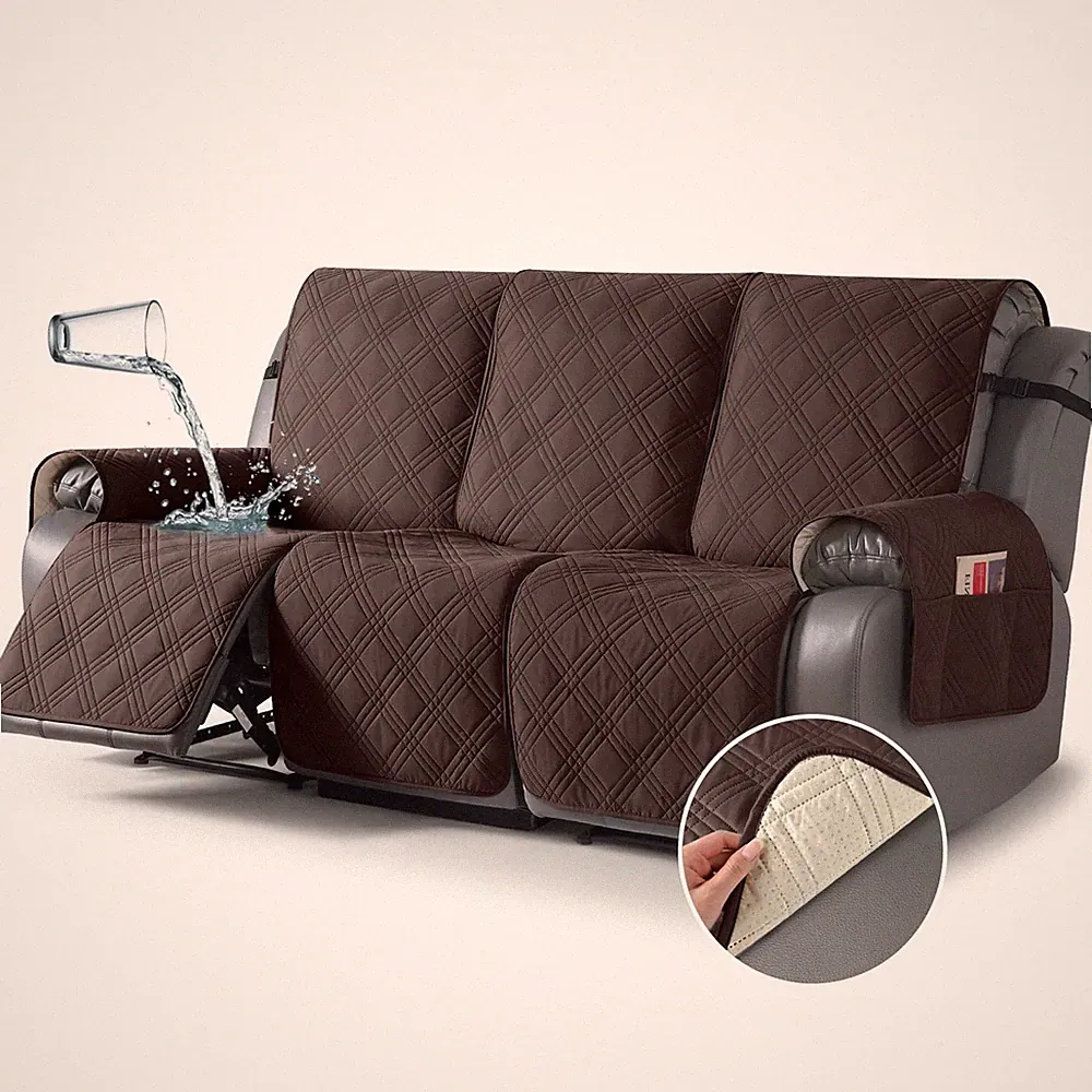 100% Waterproof Recliner Sofa Cover Non Slip Couch Cover for 3 Seat Reclining...