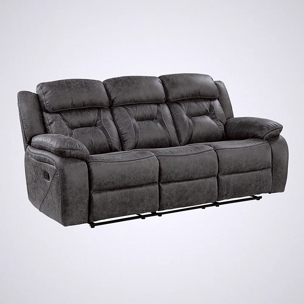 DARK GRAY GREY MICROFIBER RECLINING SOFA COUCH LIVING ROOM FURNITURE