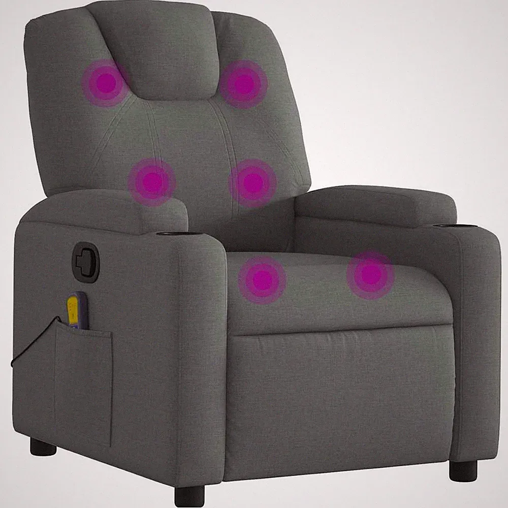 Electric Massage Recliner Chair in Dark Gray Fabric vidaXL