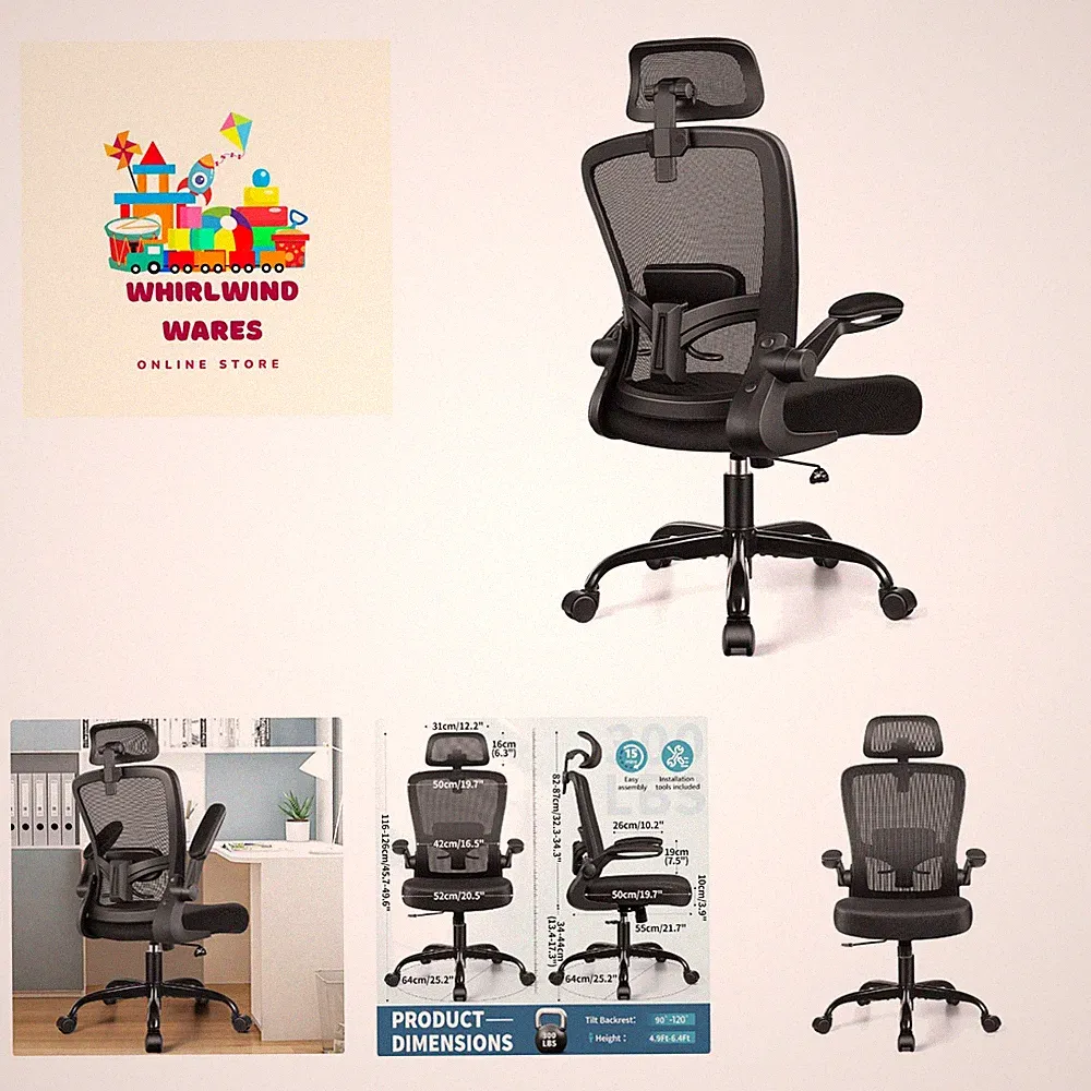 Ergonomic Office Chair, Headrest Desk Chair with Adjustable Lumbar Support, H...