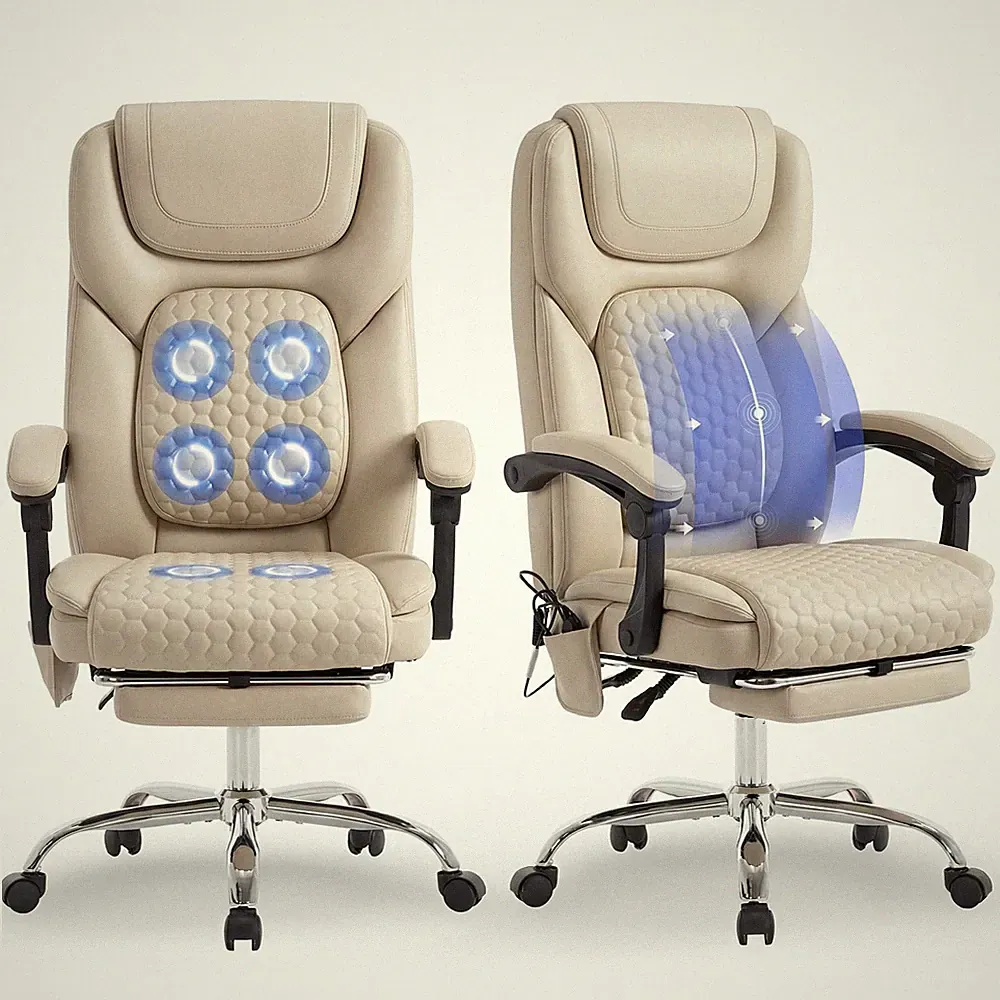 Massage Office Chair Set of 2 with Heat and Footrest - 3-Level 65°C Targeted...