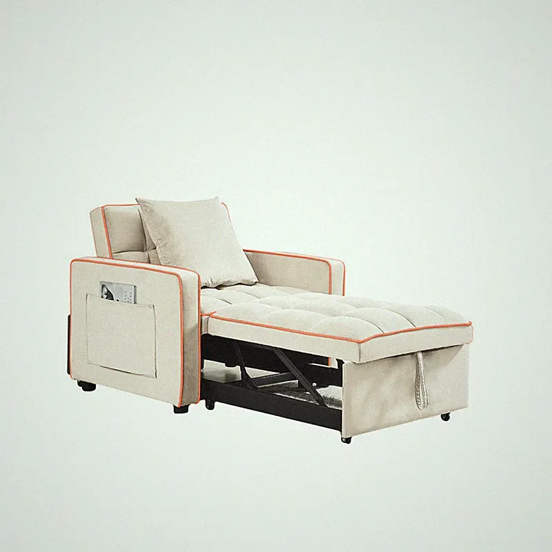 Modern Sofa Bed Chair 3-in-1 Convertible Single Chair Sofa Lounger Sleep Chair