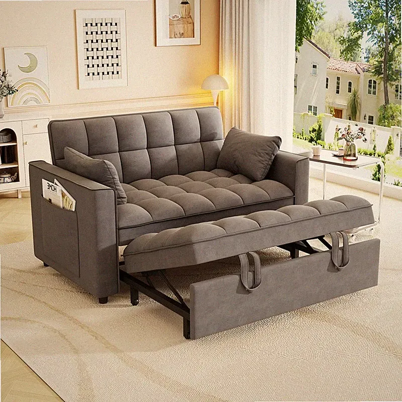 Modern Velvet Convertible Sleeper Sofa Bed,Small Love seat Sofa Bed with Pillows