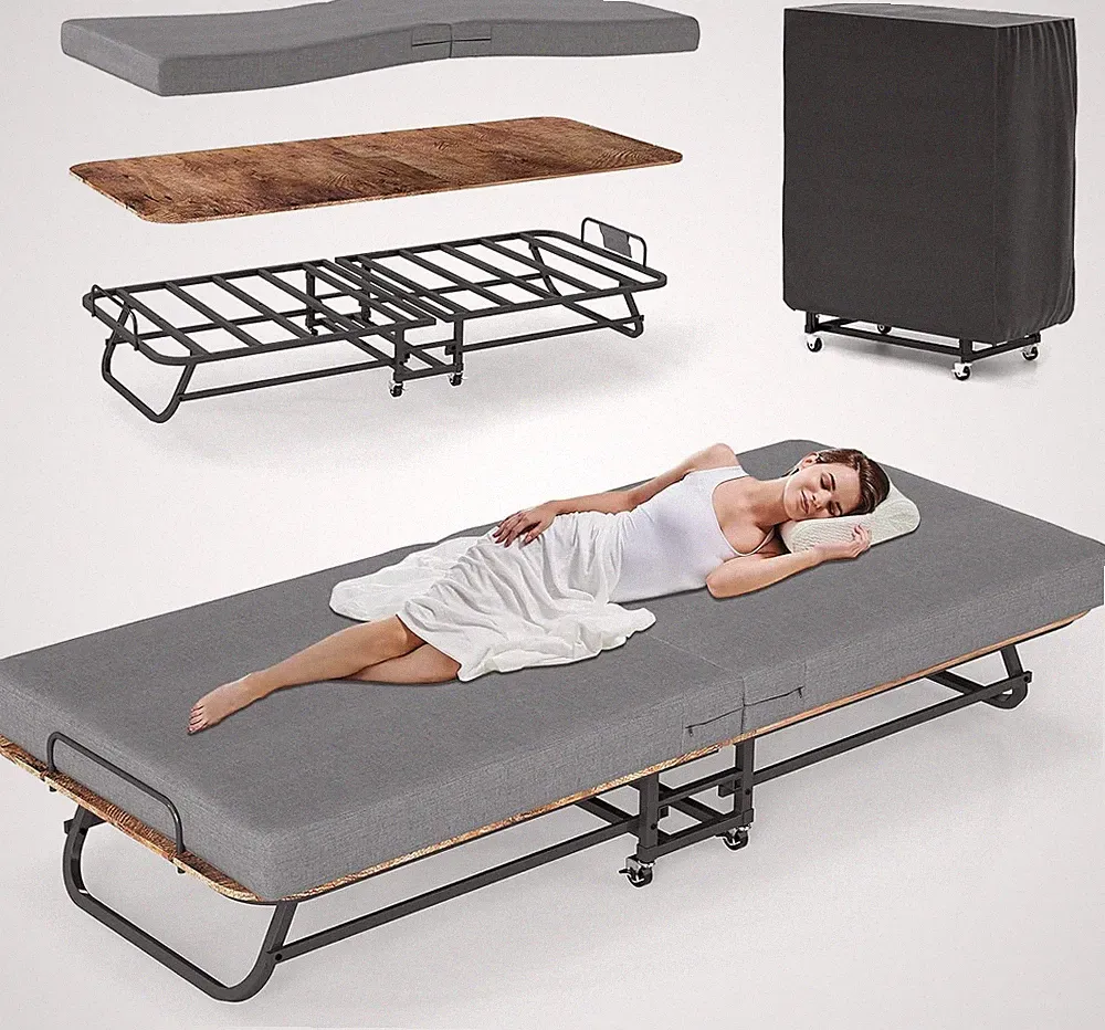 NEW TWIN FOLDING BED Cot Foam Mattress Guest Roll Away Camping Portable Sleeper!